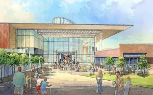 This conceptual drawing depicts what the Mississippi Arts and Entertainment Center will look like once completed.